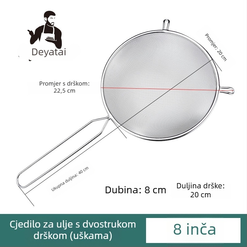 Sito od nehrđajućeg čelika 304, ultrafino filtriranje za sojino mlijeko, s dvije drške, velikog promjera