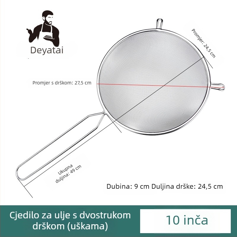 Sito od nehrđajućeg čelika 304, ultrafino filtriranje za sojino mlijeko, s dvije drške, velikog promjera