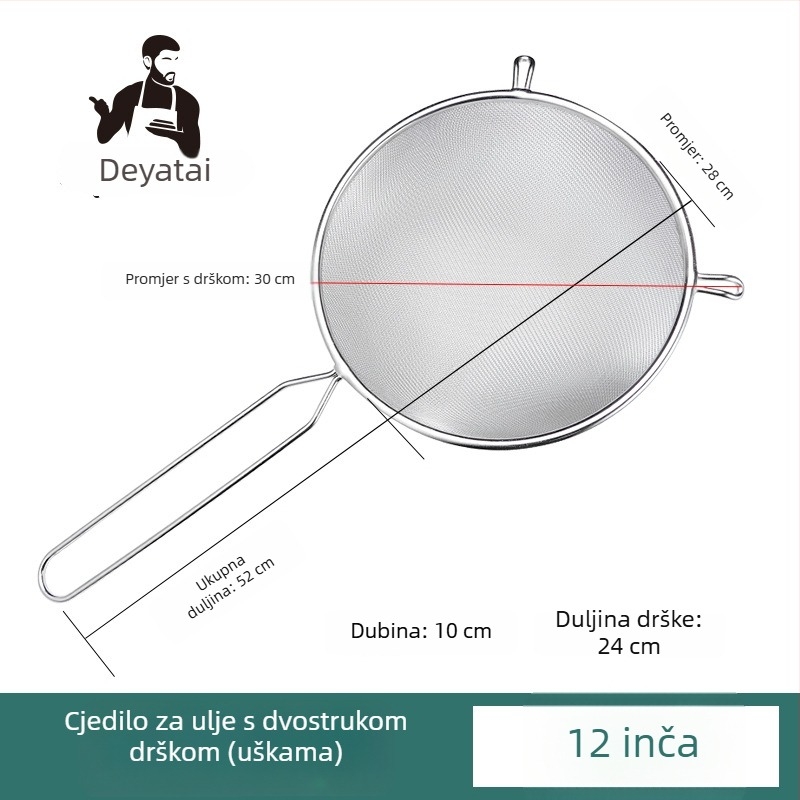 Sito od nehrđajućeg čelika 304, ultrafino filtriranje za sojino mlijeko, s dvije drške, velikog promjera