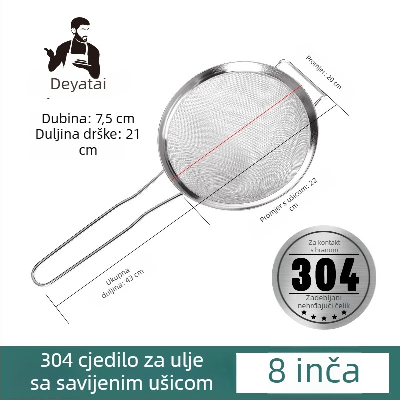 Sito od nehrđajućeg čelika 304, ultrafino filtriranje za sojino mlijeko, s dvije drške, velikog promjera