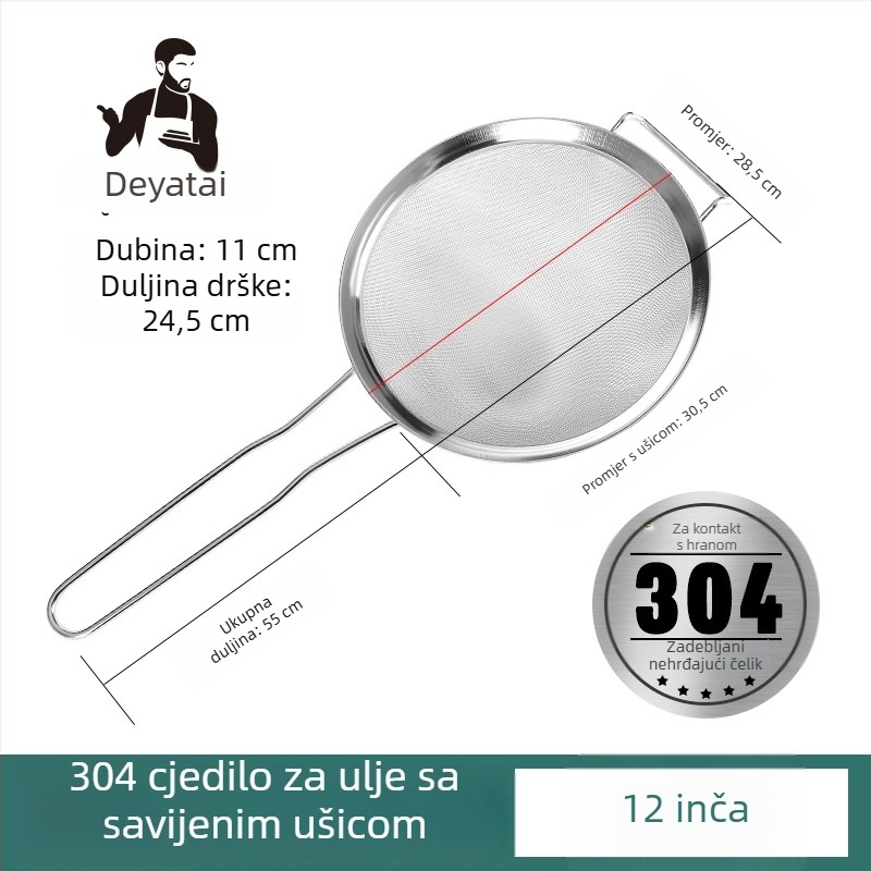 Sito od nehrđajućeg čelika 304, ultrafino filtriranje za sojino mlijeko, s dvije drške, velikog promjera