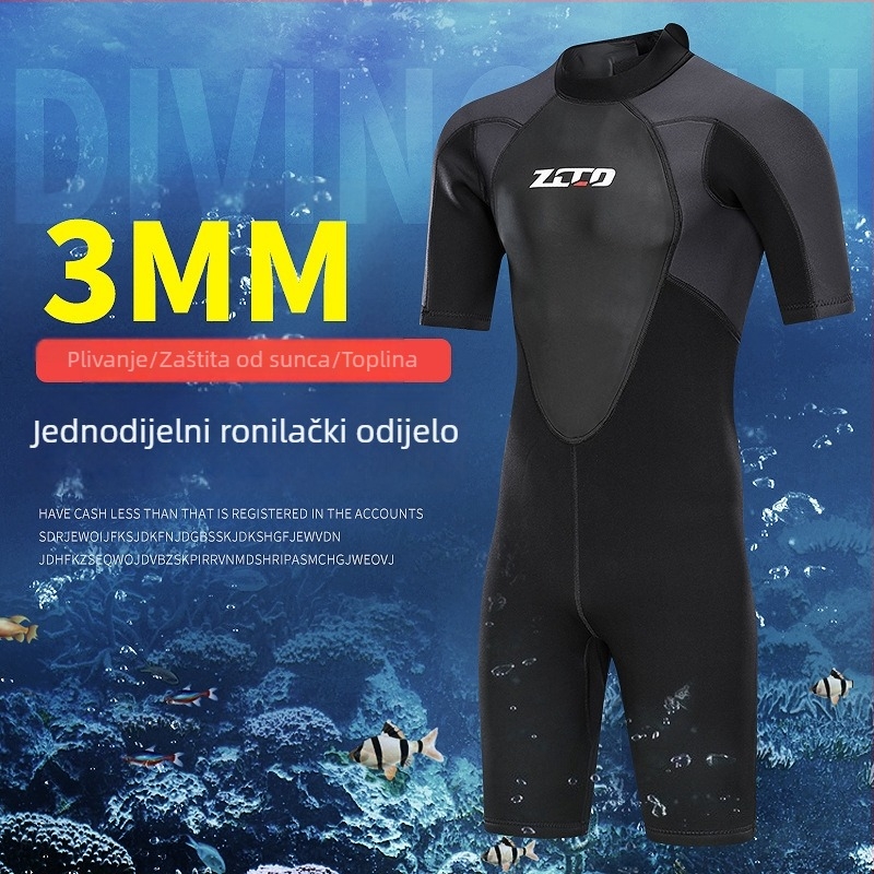 ZCCO muški 3 mm jednocjelni wetsuit s kratkim rukavima za potapanje, toplinska zaštita zimi