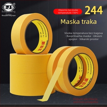 3 mm teksturirana papirnata maskirajuća traka 244 – žuta, za vanjsku fasu spreja, otpornost na prodiranje, maskiranje spojeva