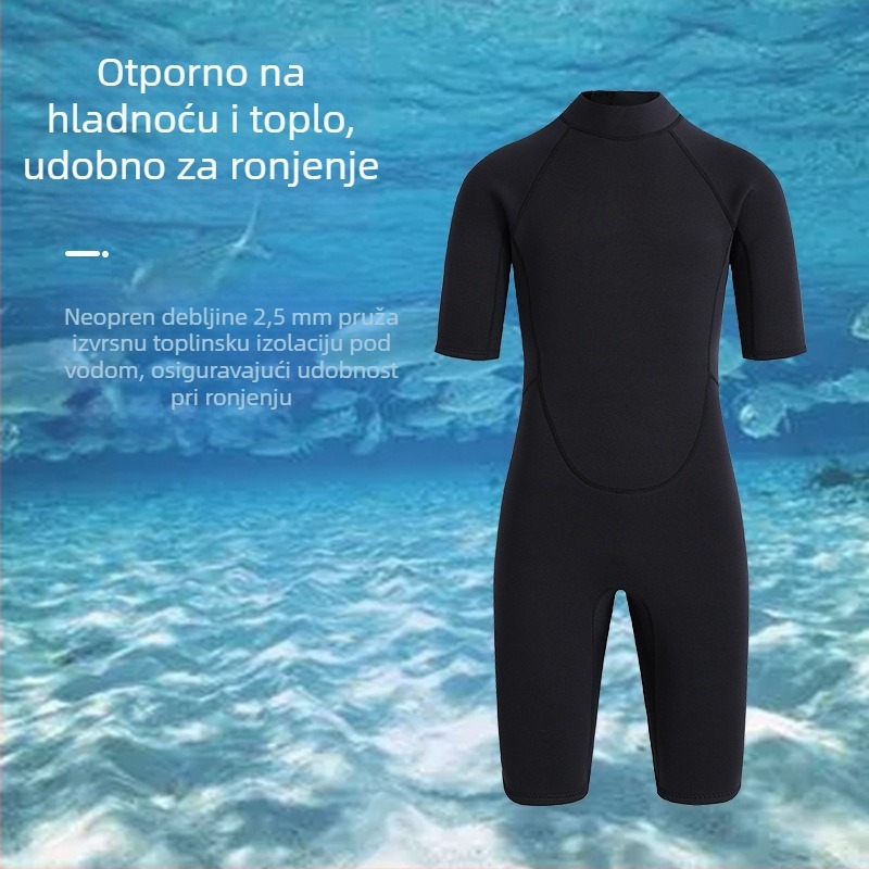3 mm neoprenski kombinezon s kratkim rukavima i kratkim nogavicama, jednodjelni neoprenski kostim za ronjenje, šnorkanje i surfanje – toplina i zaštita od sunca