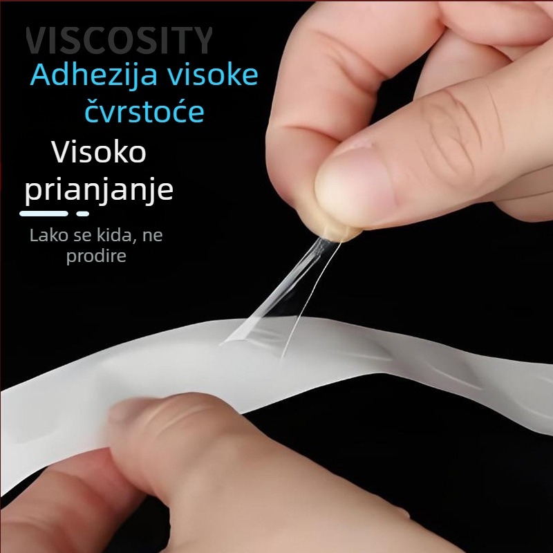 Bijela prozirna dvostrano ljepiva traka od pamuk papira, snažna adhezija, ljepilo na bazi topljivog ljepila, za rukotvorine, ured i školu