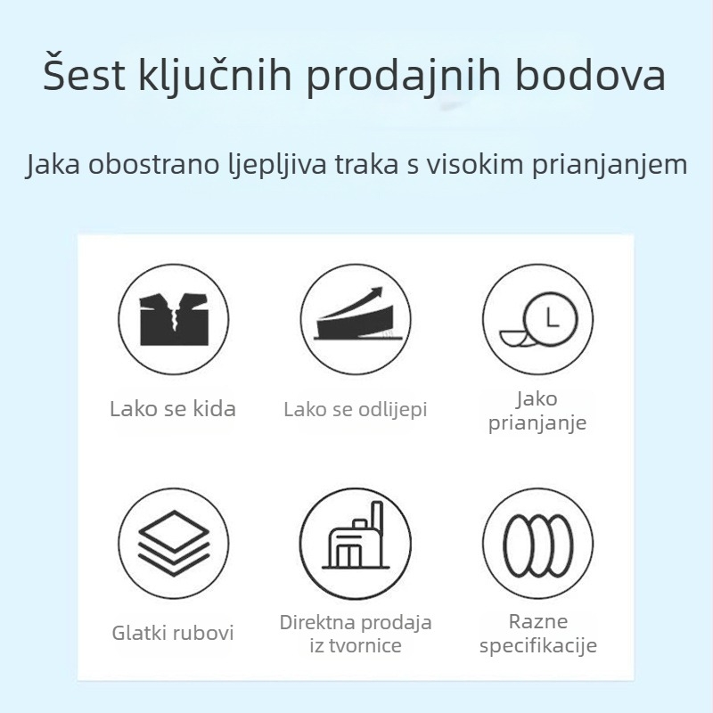 Bijela prozirna dvostrano ljepiva traka od pamuk papira, snažna adhezija, ljepilo na bazi topljivog ljepila, za rukotvorine, ured i školu