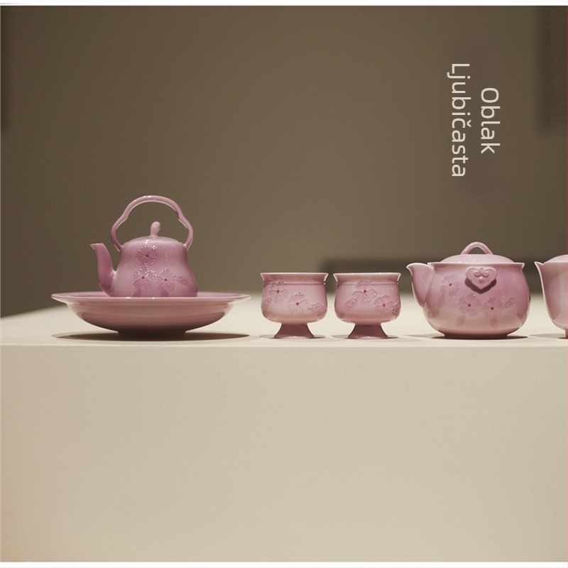Yunxia Purple – Tradicionalni kineski čajni set s gaiwanom i čajnikom – ljubičasti keramički set