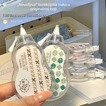 Nevidljiva korekcijska traka s velikom kapacitetom, boja originalnog papira, 5-komadni set, za učenike osnovne i srednje škole, elegantne školske potrepštine.