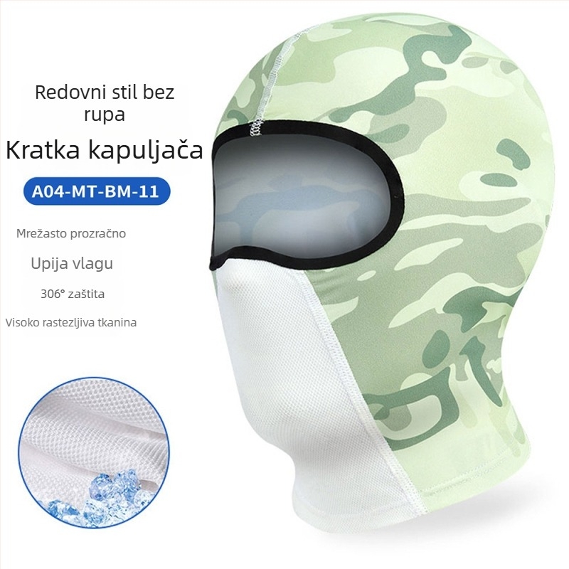 Maska za sunčevu zaštitu za motocikl – potpuno lice, Ice Silk tkanina, UV zaštita