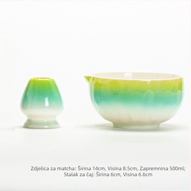 Japanska ceremonija čaja s matcha četkom, alat dinastije Sung, zdjela za matcha, postolje za čaj, miješalica čaja, bambusna četka