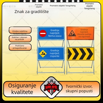 Sklopni reflektirajući usmjeravajući znak za cestu ispred radova – zabrana prometa i obilazak