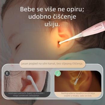 Mekana silikonska osvijetljena žličica za uši za djecu – vizualni alat za čišćenje uha