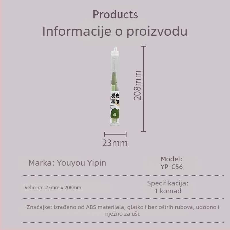Mekana silikonska osvijetljena žličica za uši za djecu – vizualni alat za čišćenje uha