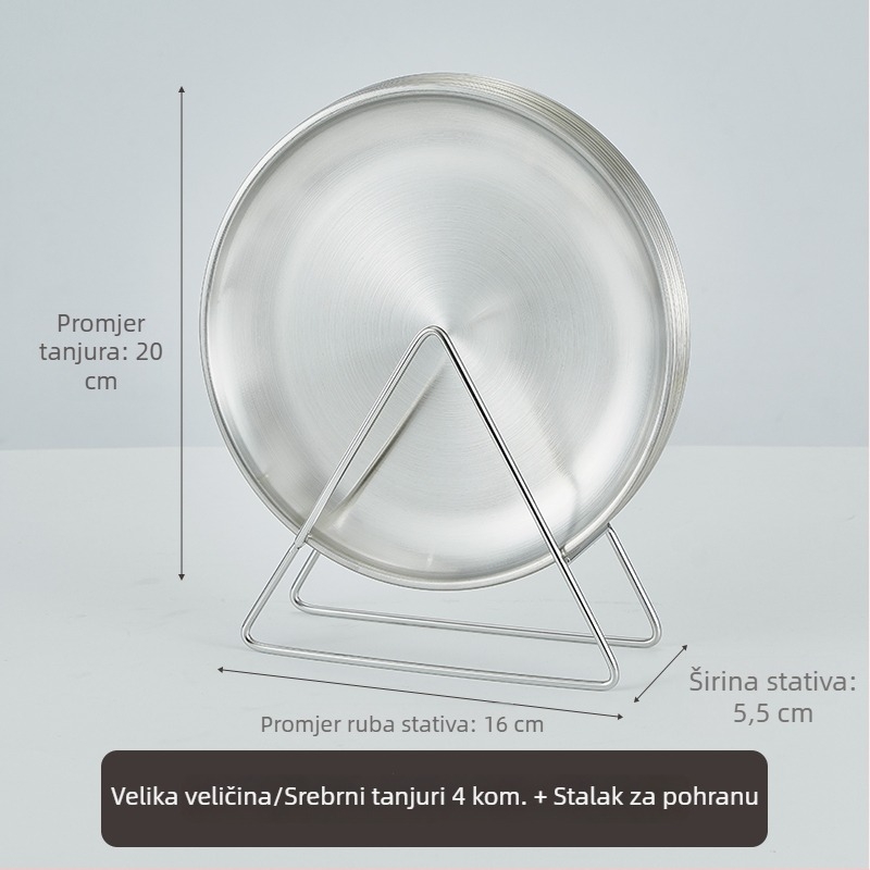 Korejski stil, zlatno-nerđajući čelik, posuda za kosti s držačem za pohranu, okrugli tanjur za kafić, prehrambena kvaliteta, lagani luksuzni roštilj tanjur