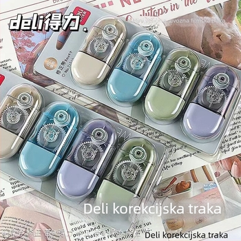 Deli 71510 Set kapsularnih korektivnih traka za učenike, 32 m, velik kapacitet, mini karikaturalna korektivna traka