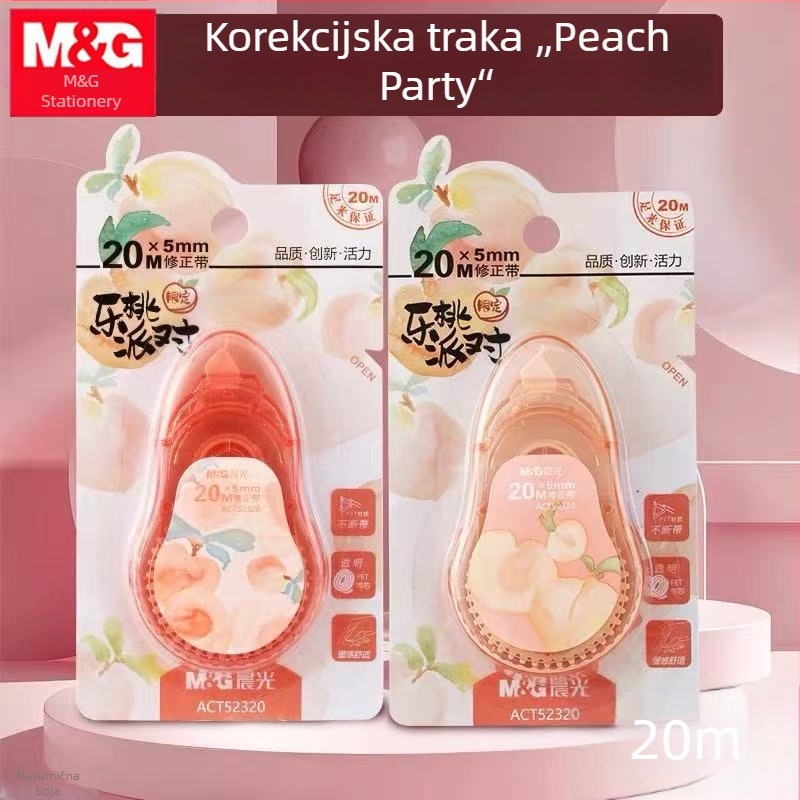 Morning&Light ACT52320 Peach Party korektivna traka, 20 m, za učenike, glatka korektivna traka, slatka korekcija pogrešaka
