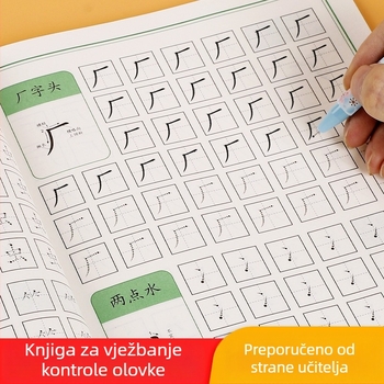 Listovi za vježbanje pisanja s točkastom mrežom za djecu i učenike osnovne škole: početnici – radikali i sastavni dijelovi znakova
