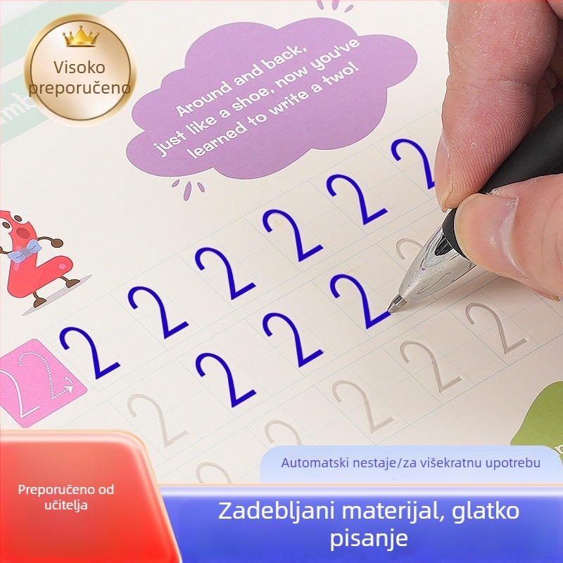 Dječja knjiga za vježbanje pisanja s utorima — trening kontrole olovke, engleska verzija, skup od 5 svezaka