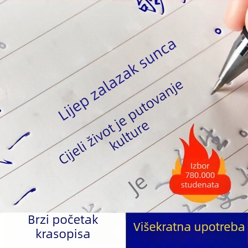 Knjiga za vježbanje kaligrafije u polukurivnom stilu za odrasle i učenike