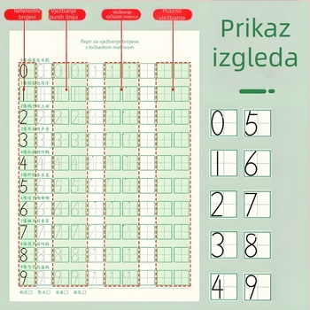0-9 brojeva - bilježnica za vrtić za praćenje kaligrafije tvrdom olovkom
