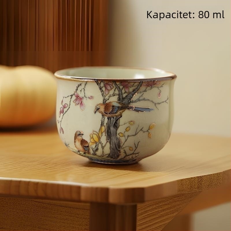 Ruyao porcelanska čajna šalice s lotusnim emajlom i uskim strukom, za kućnu upotrebu; šalice za domaćina i gosta, craquelé glazura, pogodna za degustaciju čaja.
