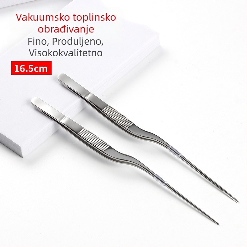 Klešta od nehrđajućeg čelika u obliku pištolje, duljina 16,5 cm, zakrivljeni vrh za čišćenje uha i grla, pinceta s vatom