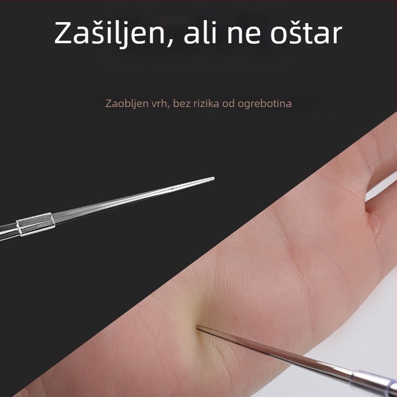 Klešta od nehrđajućeg čelika u obliku pištolje, duljina 16,5 cm, zakrivljeni vrh za čišćenje uha i grla, pinceta s vatom