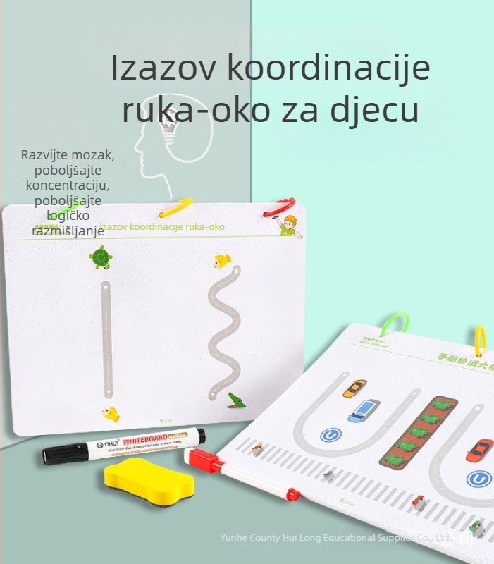 Dječja knjiga za treniranje kontrole olovke, izbrisiva: vježbe logičkog razmišljanja, koordinacije ruka-oca, pisanja i mentalne mape