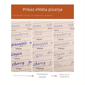 Daska za vježbanje pisanja sa žljebovima, engleska abeceda u talijanskom kurzivu, za odrasle i učenike