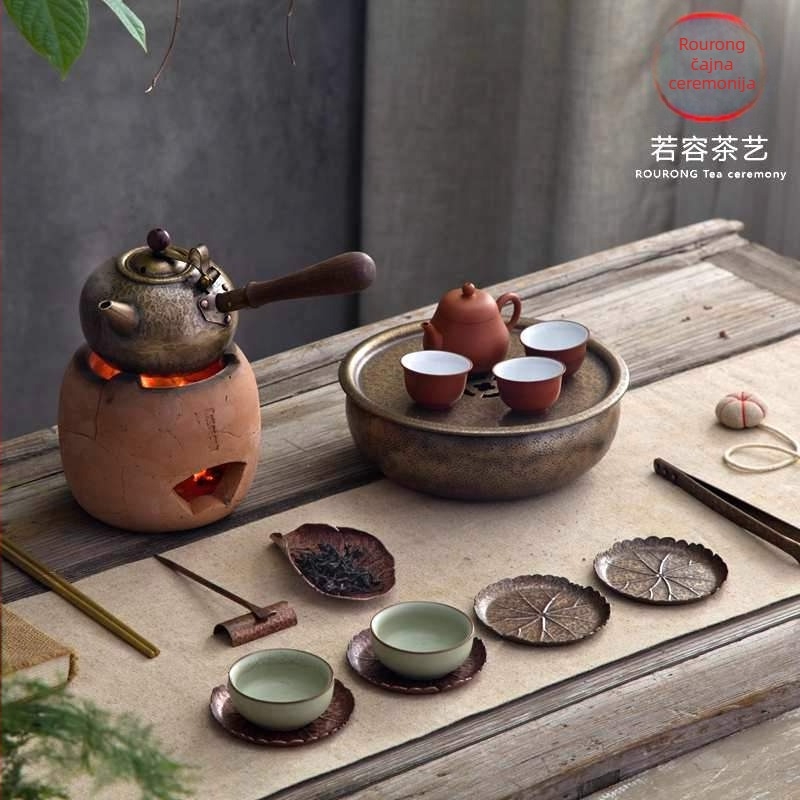 Ruorong Tea Art bakreni čajnik, ručna izrada, bočna ručka, antik bakreni završetak, japanske male veličine