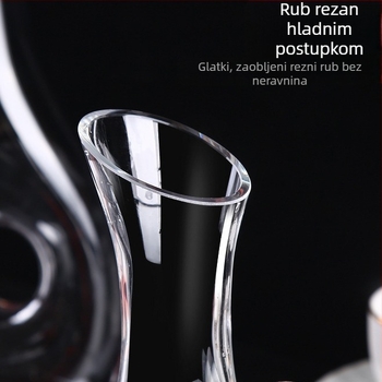 Prozirni kristalni dekanter za vino s ručkom, nagnutim otvorom, U-oblik dizajna, kapacitet 1500 ml