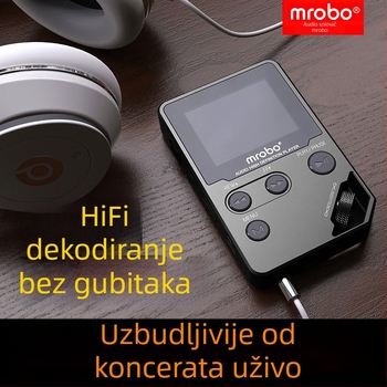 Mrobo C5 Lossless HiFi Bluetooth Glazbeni Walkman, MP3, Repetitor za englesko slušanje