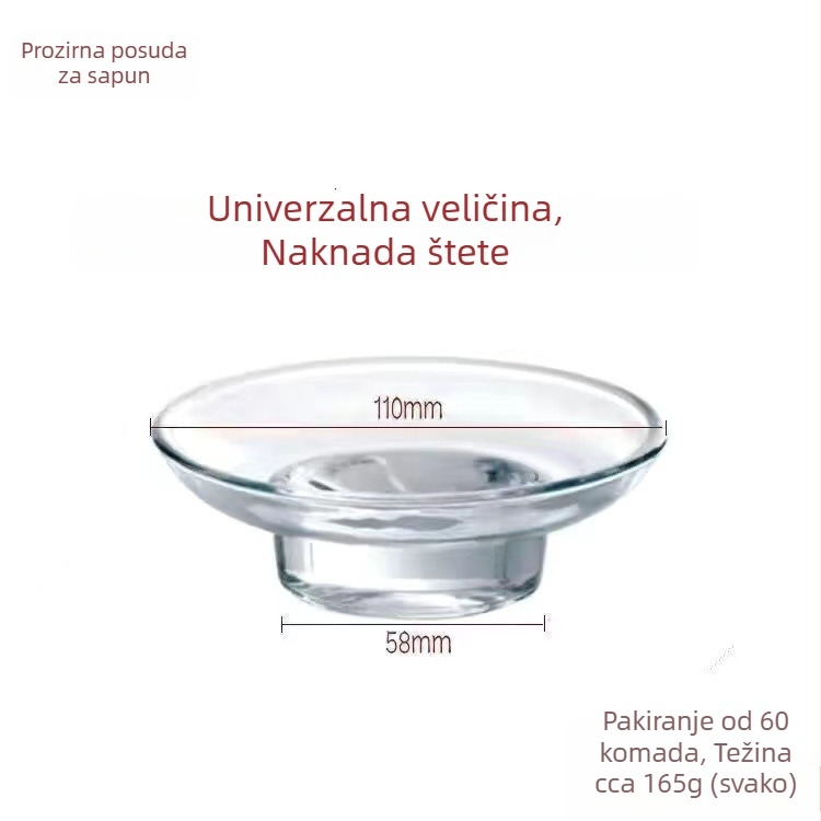 Prozirna staklena posuda za sapun za hotelske sobe i kućnu upotrebu
