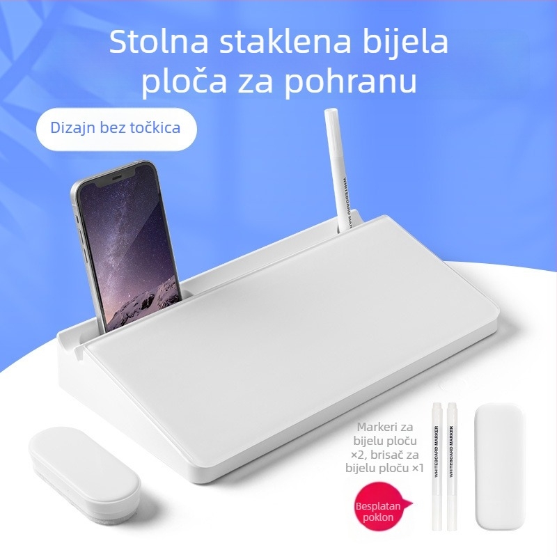 Stolna ploča od kaljenog stakla za pisanje – uredska ploča za bilješke i poruke, izbrisiva