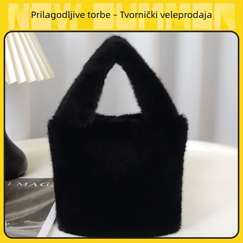 Plišana mini ženska torbica za zapešće, kvadratnog oblika, mekan materijal, jednostavan i svestran dizajn, magnetsko zatvaranje, unutarnja džep za mobitel