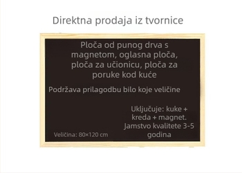 Masivan drveni okvir, retro magnetska ploča za vješanje – za dom, učenje djece i oglašavanje u trgovini, kreativna kredna ploča