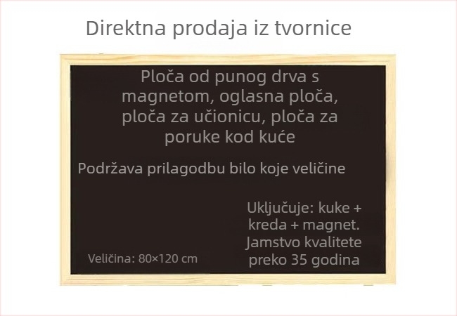 Masivan drveni okvir, retro magnetska ploča za vješanje – za dom, učenje djece i oglašavanje u trgovini, kreativna kredna ploča