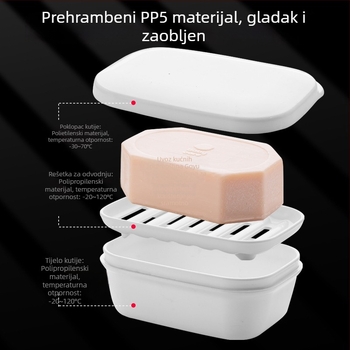 Prijenosna zatvorena kutija za sapun s poklopcem, s drenažnim dizajnom za putovanja i kupaonicu