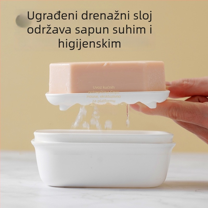 Prijenosna zatvorena kutija za sapun s poklopcem, s drenažnim dizajnom za putovanja i kupaonicu