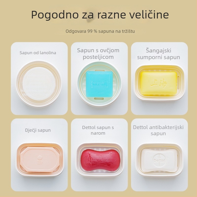 Prijenosna zatvorena kutija za sapun s poklopcem, s drenažnim dizajnom za putovanja i kupaonicu