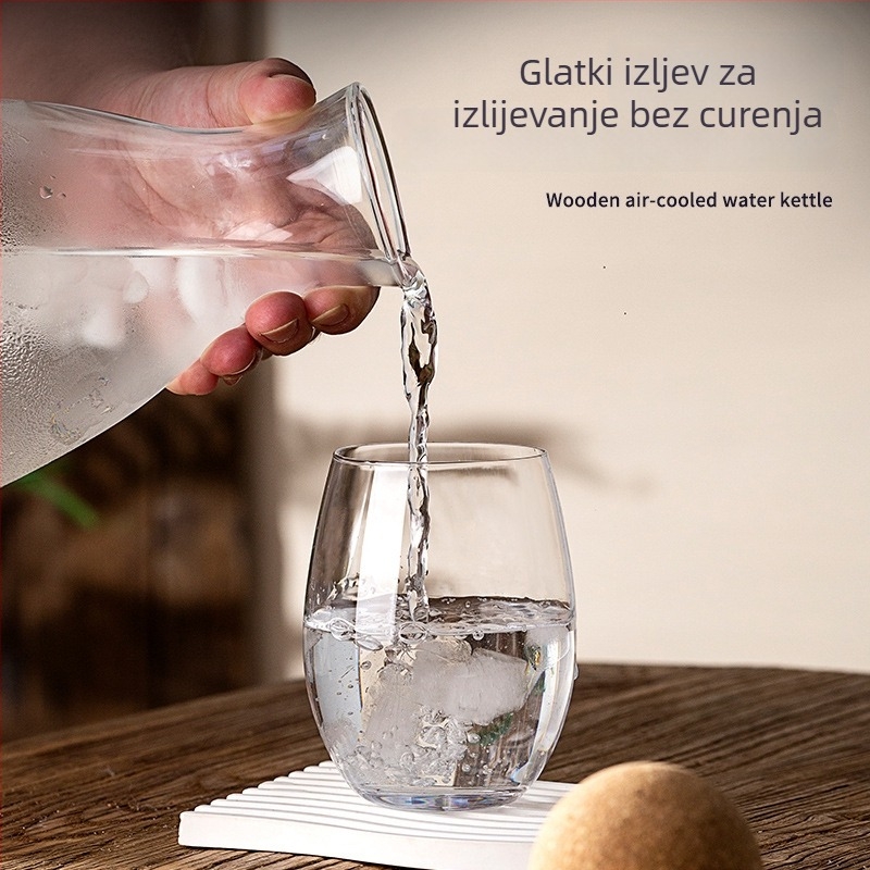 Staklena kanta za hladnu vodu, otporna na visoke temperature, velika kapaciteta, s poklopcem, za sokove i napitke, s teksturom udubljene površine