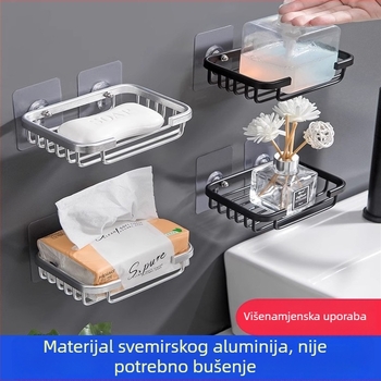 Držač sapuna od aluminija Space, bez bušenja, za zid kupaonice