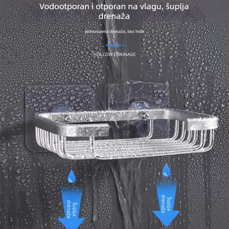 Držač sapuna od aluminija Space, bez bušenja, za zid kupaonice
