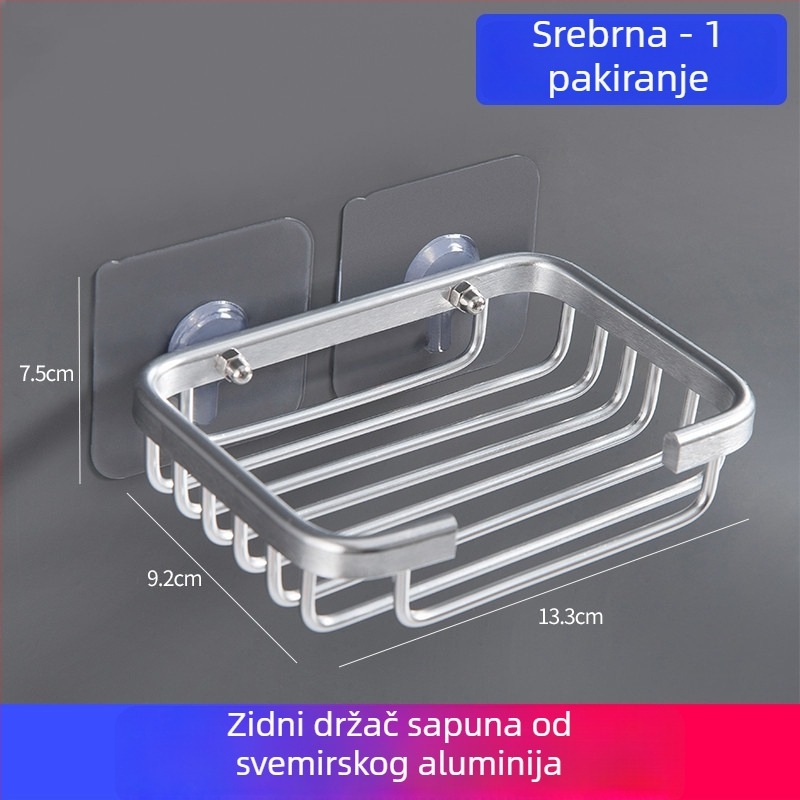 Držač sapuna od aluminija Space, bez bušenja, za zid kupaonice
