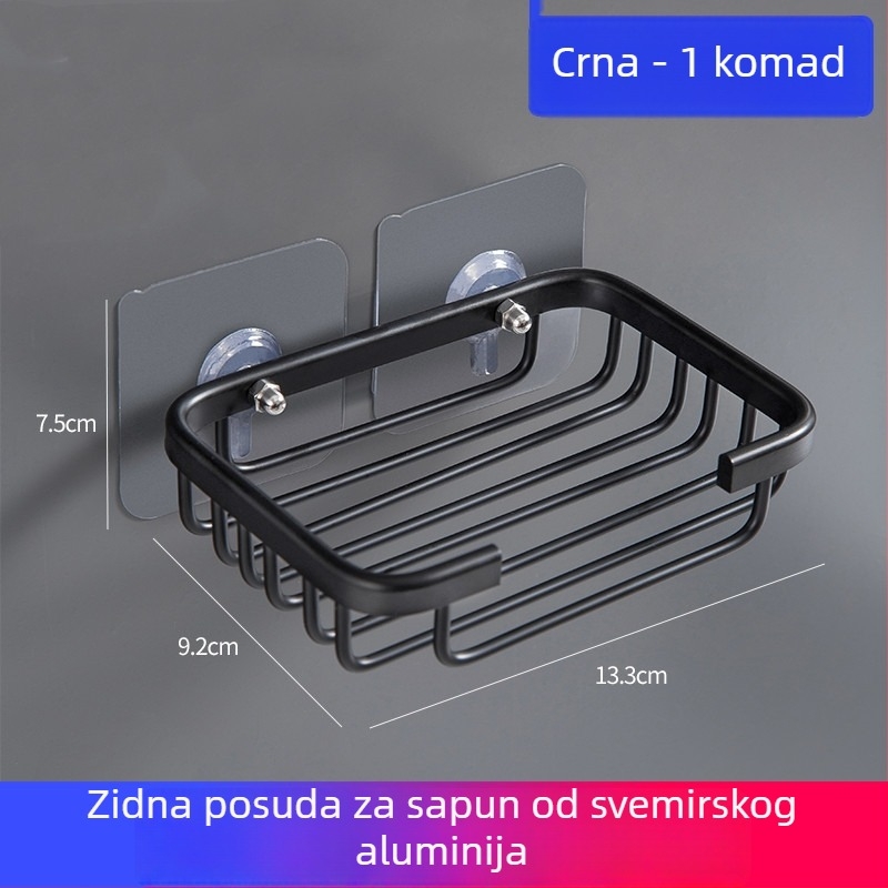 Držač sapuna od aluminija Space, bez bušenja, za zid kupaonice