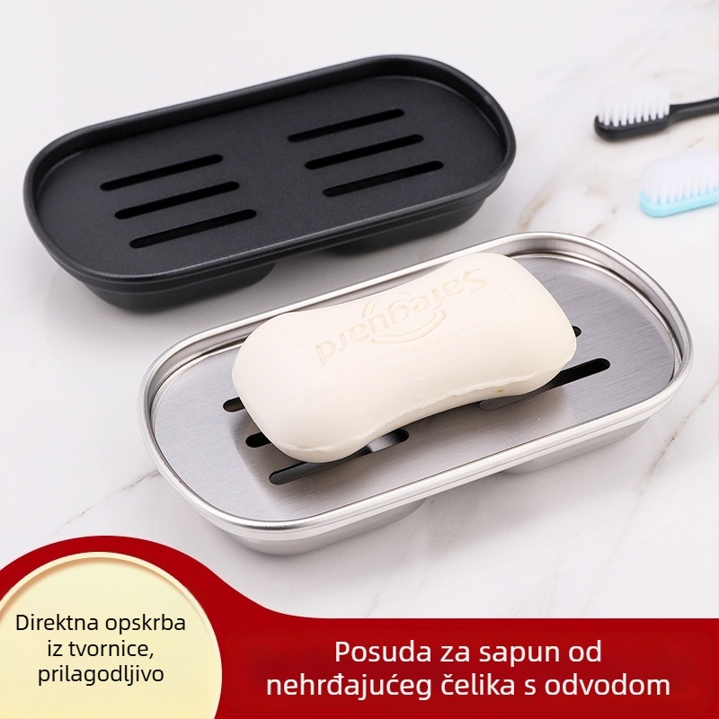 Nehrđajući dvodijelni sapunik s odvodnjavanjem, nordijski dizajn, za kupaonicu