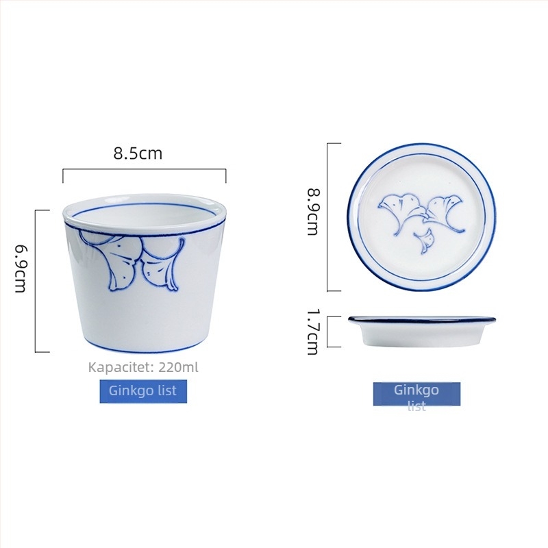 Čajna šalica s podglazurnim motivom i znakom sreće, japanskog stila plavo-bijela saké šalica, porcelinska čašica za vodu, majstorska šalica — lagani luksuz retro