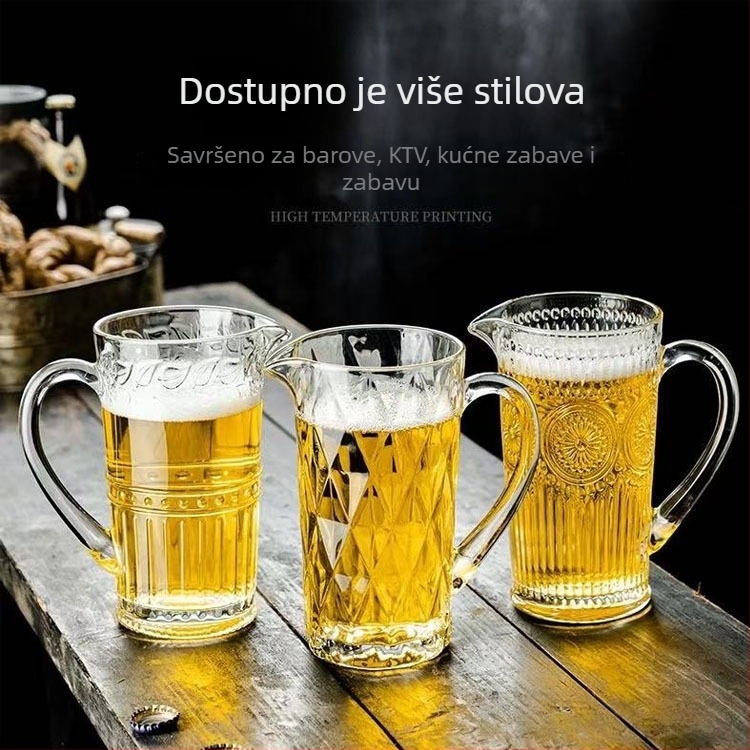 Staklena karafa s ledenim uzorkom za pivo, velika kapaciteta za hladna pića