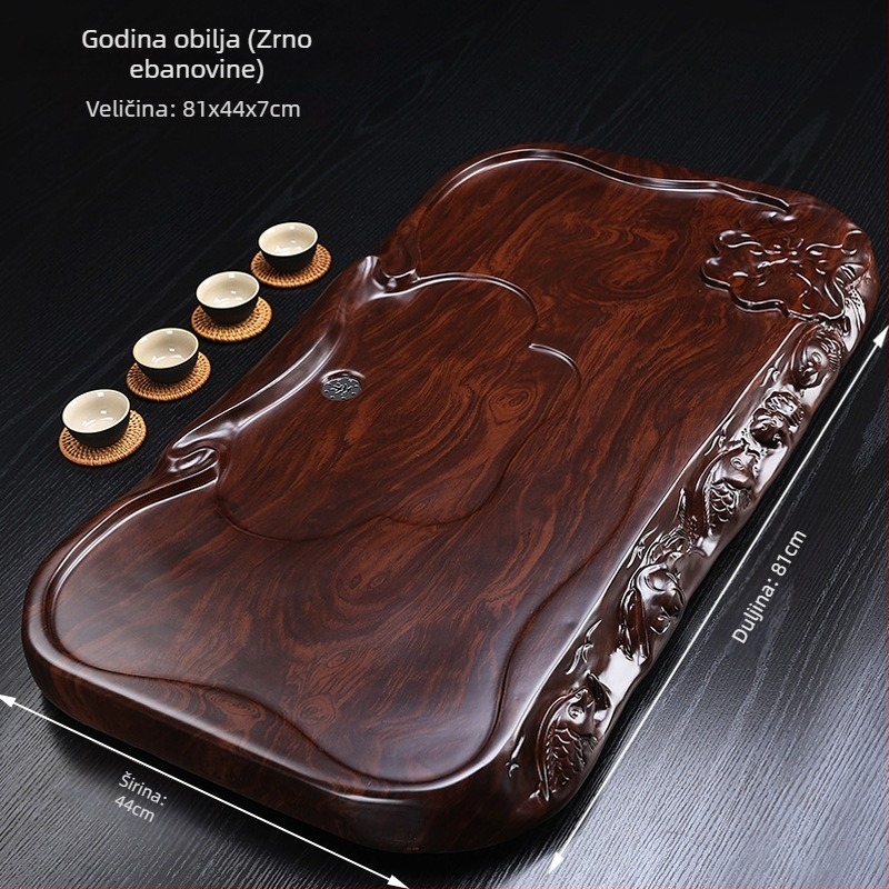 Čajna ploča s uzorkom drveta ebanovine, za kućnu upotrebu, lagani luksuz modernističkog minimalističkog stila, drenažni tip, Kung Fu set za čaj, imitacija masivnog drveta, veliki i mali čajni stolovi