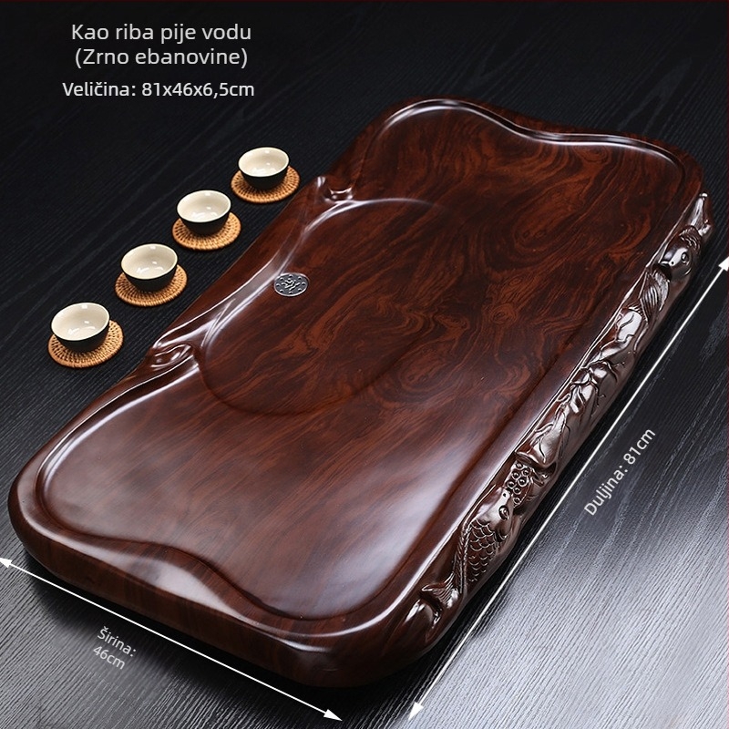Čajna ploča s uzorkom drveta ebanovine, za kućnu upotrebu, lagani luksuz modernističkog minimalističkog stila, drenažni tip, Kung Fu set za čaj, imitacija masivnog drveta, veliki i mali čajni stolovi